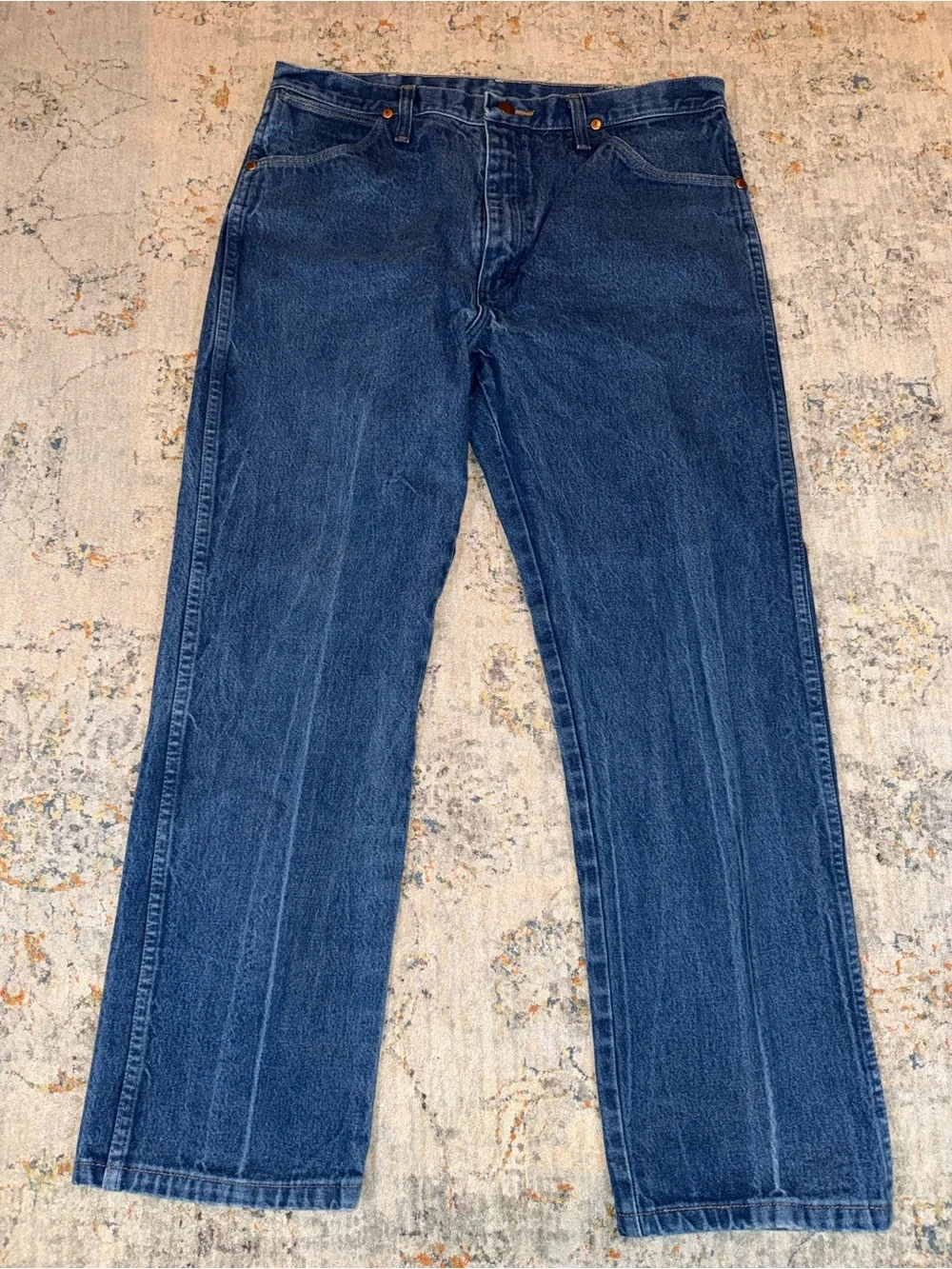 Wrangler Men's Dark Blue Relaxed Straight Jeans 36x30 A138